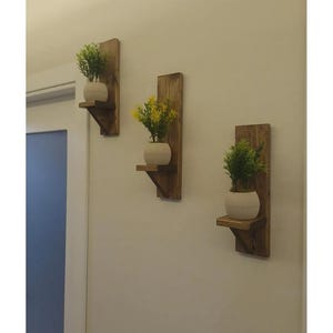 Decorative Wooden Wall Shelf Balcony Shelf Flower Pot Rustic 3pcs