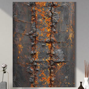 textured wall art canvas | orange gray abstract art | charcoal wall decor | distressed texture canvas | weathered abstract artwork | cracked wall art | rust inspired canvas | graphite abstract decor | aged surface artwork | industrial style wall art | moody textured canvas | arte mural texturizado | lienzo naranja y gris | decoración industrial | arte abstracto agrietado | art mural texturé | toile orange et grise | déco murale vieillie | abstrakte Wandkunst | Orange Grau Leinwand | Wanddeko