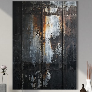 Dark Texture Canvas Wall Art | Industrial Black Gray Decor | Modern Loft Interiors