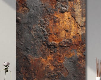 Rust Canvas Wall Art | Oxidized Industrial Art | Dark Loft Wall Decor