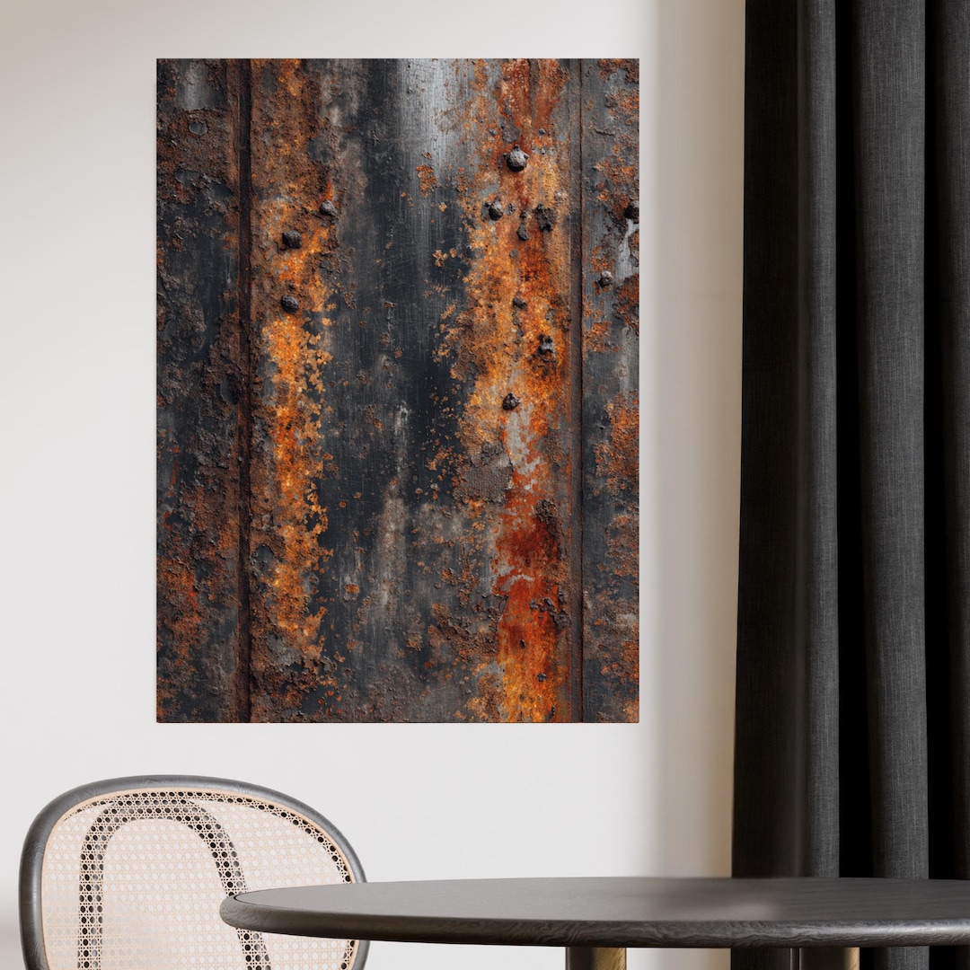 Curated visual reference: Industrial Metal Wall Sculptures Reference: Deep Rust Industrial Metal Wall Art Canvas
