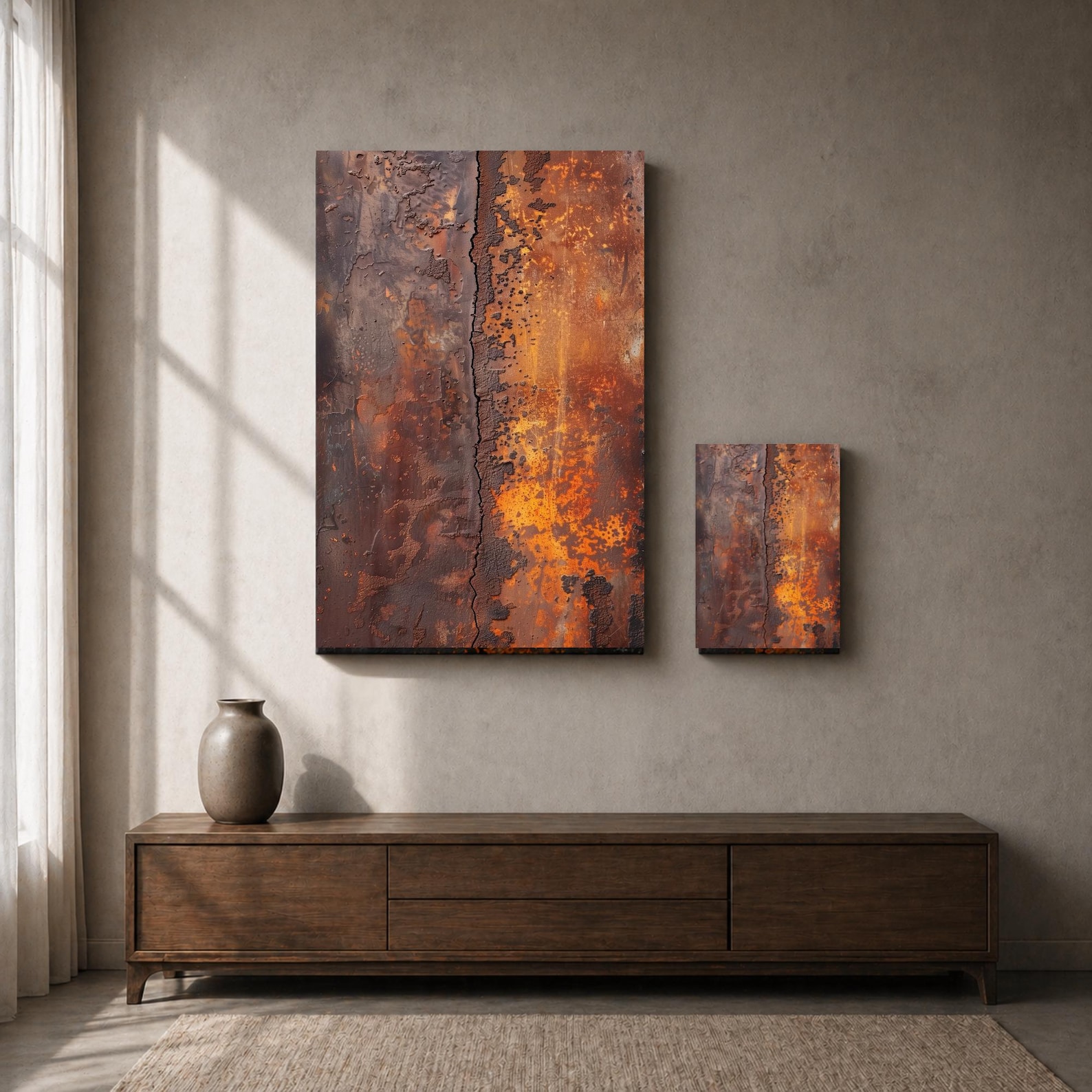 Textured Wall Art Canvas | Rust Texture Artwork | Dark Industrial Loft ...