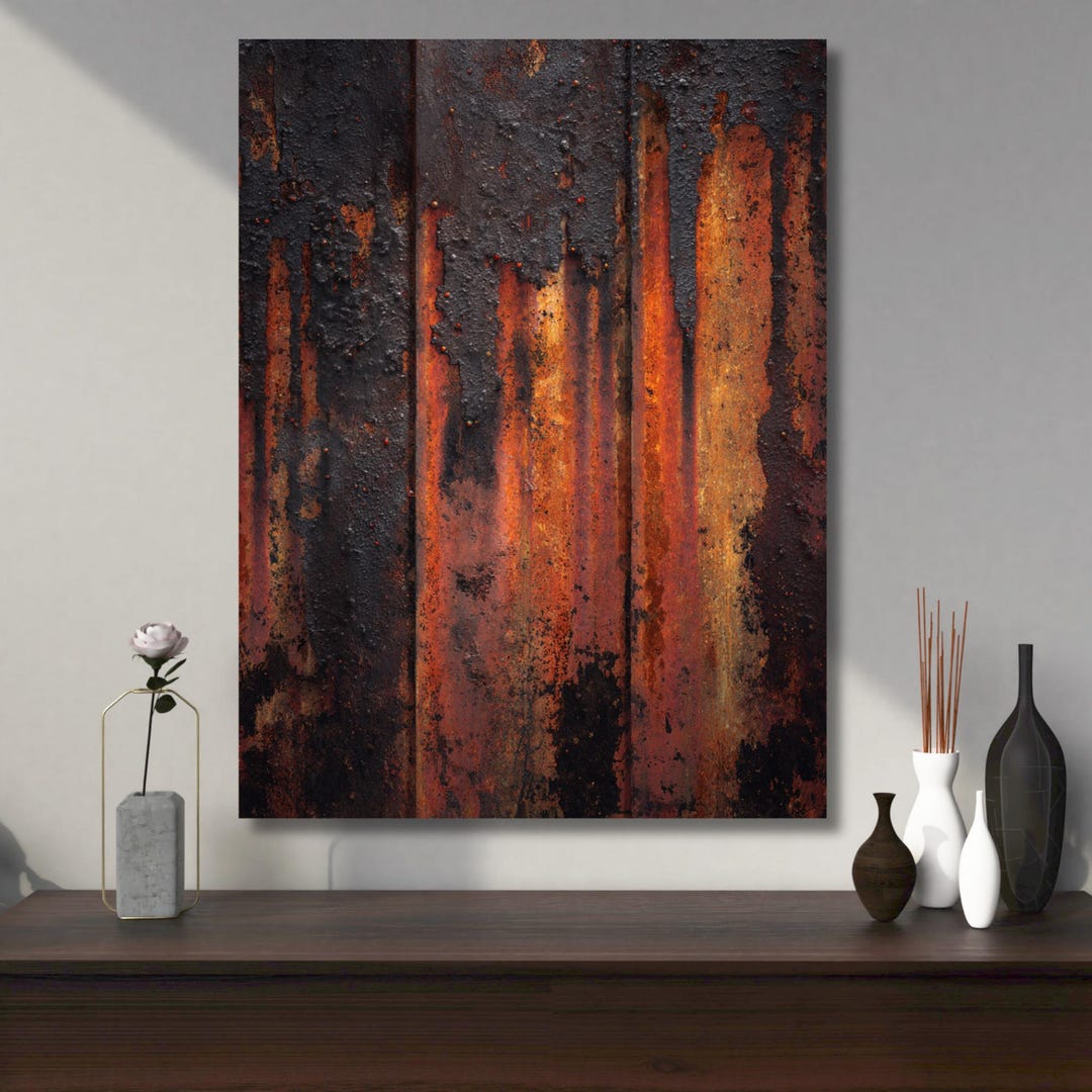 Loft Rust Tile Rust Texture Canvas Wall Art | Industrial Metal Surface Decor | Dark ...