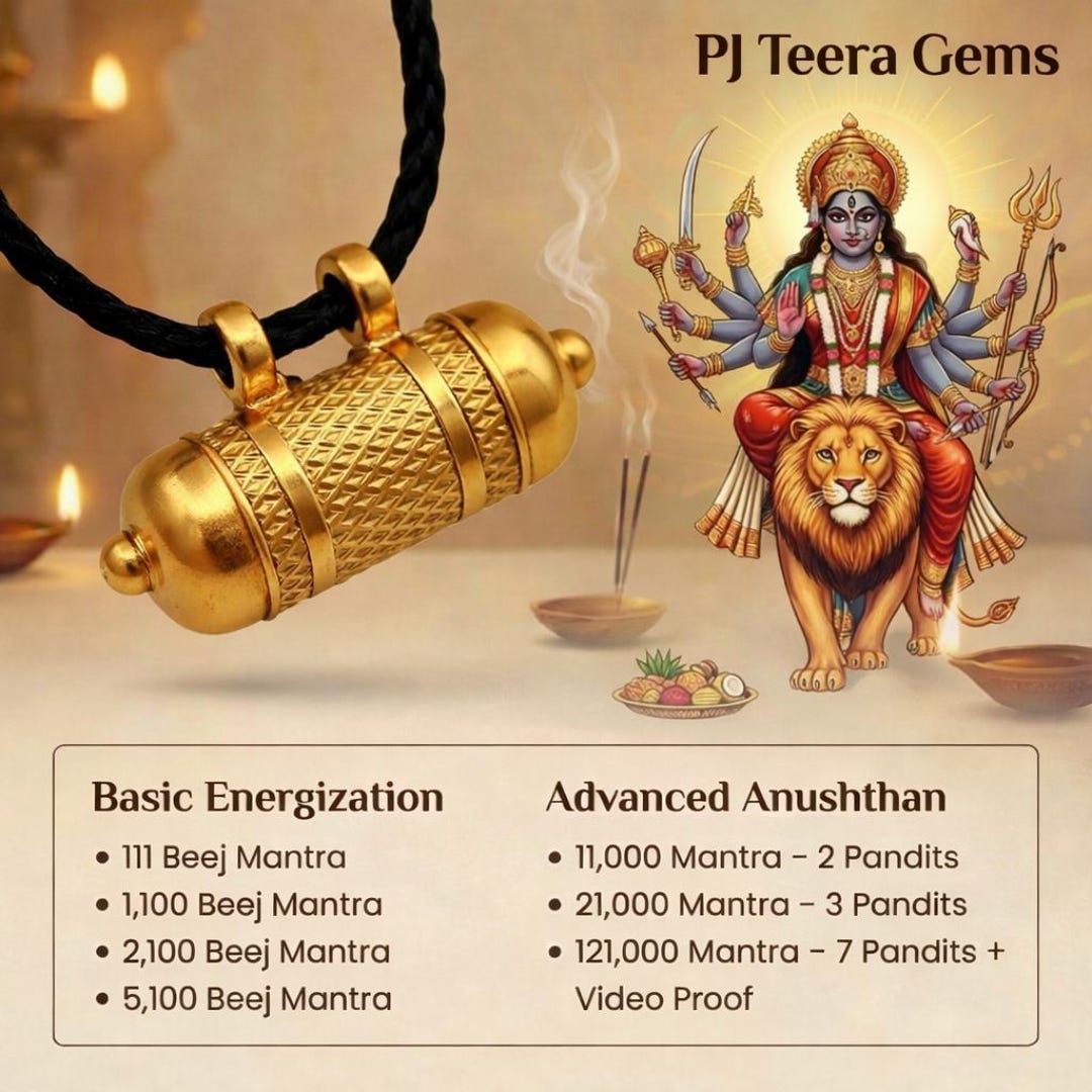 Durga Raksha Kavach Pendant | Ashtdhatu, Silver Energized Vedic ...