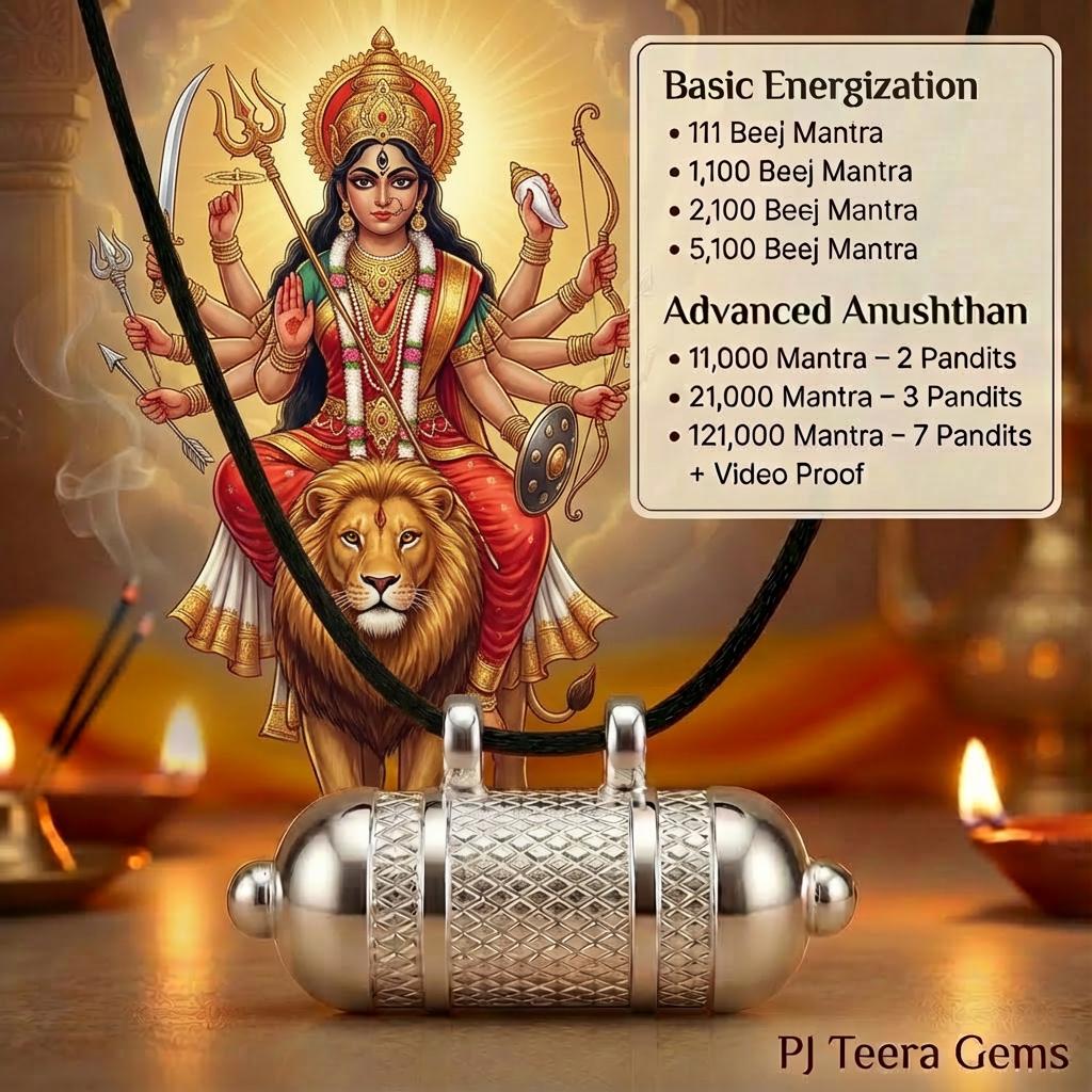 Durga Raksha Kavach Pendant | Ashtdhatu, Silver Energized Vedic ...