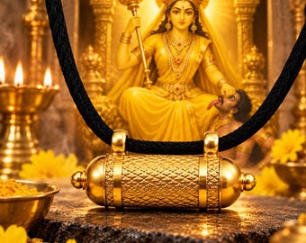 Baglamukhi wisiorek Kavach | Czyste srebro lub Ashtadhatu | Hinduski amulet