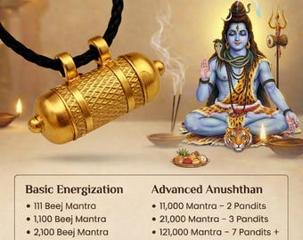 Maha Mrityunjaya wisiorek Kavach | Czyste srebro lub Ashtadhatu | Hinduski medalion