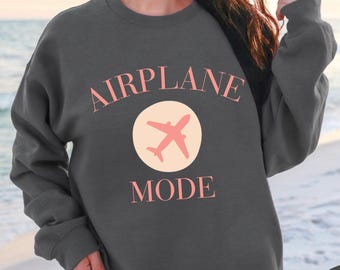Sudadera con modo avión / Hora de aventuras / Suéter de viaje / Regalo para viajeros / Camiseta de vacaciones / Cuello redondo de modo avión
