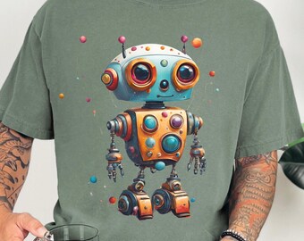 Retro Space Robot T-Shirt, Vintage Sci-Fi Tee, Geek Gift, Galaxy Wars Shirt