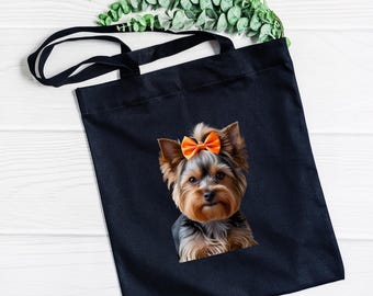 Borsa A Tracolla Yorkshire Terrier: Tote Bag In Cotone Con Ritratto Carino - Regalo Per Amanti Dei Cani - 42x38 Cm