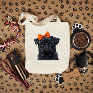 Pug Tote Bag | Canvas Tote Bag | Pug Mom | Pug Gifts | Dog Lover Gift | Autumn | Pug | Gift for Pug | Pug Gifts | Pug Halloween | Autumn
