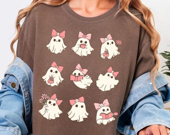 Cute Ghost Shirt | Pastel Ghost Shirt | Cute Halloween Shirt | Fall Gift | Pink Halloween | Ghost Reading Book Shirt | Halloween Gift