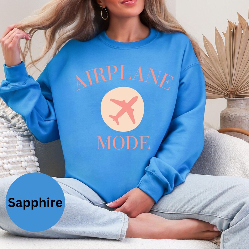 Sudadera con modo avión / Hora de aventuras / Suéter de viaje / Regalo para viajeros / Camiseta de vacaciones / Cuello redondo de modo avión imagen 6