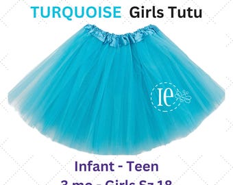 Girls Tulle Tutu Skirt in Turquoise - Infant to Teen Plus