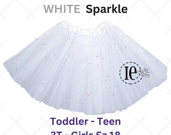 White Sparkle Tulle Tutu Skirt: Girls Birthday Costume