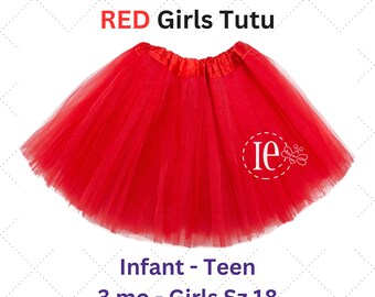 Girls Tulle Tutu Skirt in Red - Infant to Teen Plus