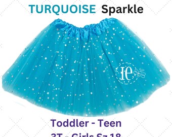 Turquoise Sparkle Tulle Tutu Skirt: Girls Birthday Photo Prop