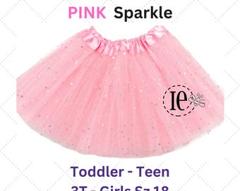 Pink Sparkle Tulle Tutu Skirt: Girls Birthday Photo Prop