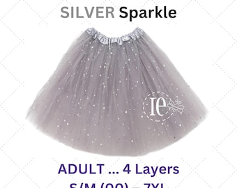 Silver Sparkle Tutu: Women, Teen, Plus Size, Tulle Skirt