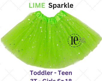 Lime Green Sparkle Tulle Tutu Skirt: Girls Birthday Photo Prop