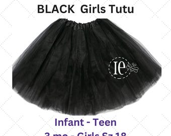 Girls Tulle Tutu Skirt in Black - Infant to Teen Plus
