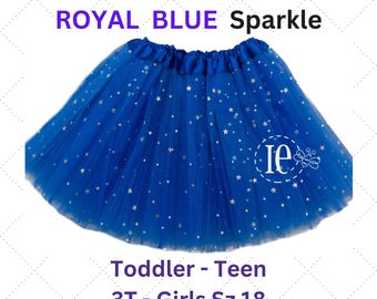 Royal Blue Sparkle Tulle Tutu Skirt: Girls Birthday Photo Prop
