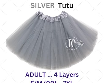 Silver Adult Tutu: Women, Teen, Plus Size, Tulle Skirt