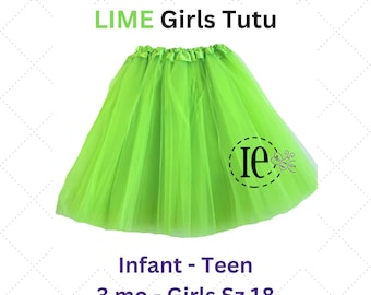 Girls Tulle Tutu Skirt in Lime Green - Infant to Teen Plus