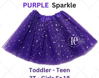 Purple Sparkle Tulle Tutu Skirt: Girls Birthday Photo Prop