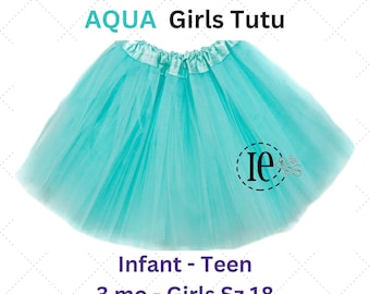 Girls Tulle Tutu Skirt in Aqua - Infant to Teen Plus