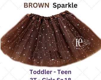 Brown Sparkle Tulle Tutu Skirt: Girls Birthday Costume