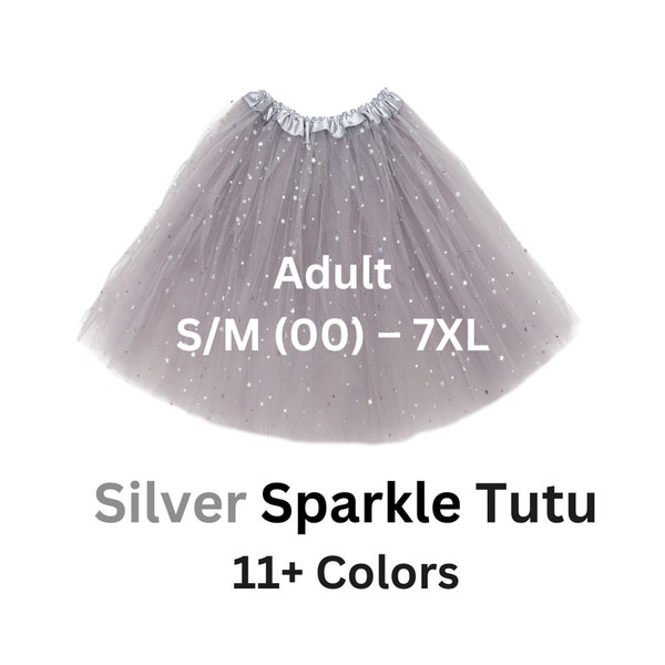 Tutu, Silver adult, sparkle tutu, womens tutu, plus size, tulle skirt, engagement, cosplay