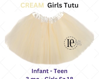 Cream Tulle Tutu Skirt, Girls Birthday Outfit, Photography Prop