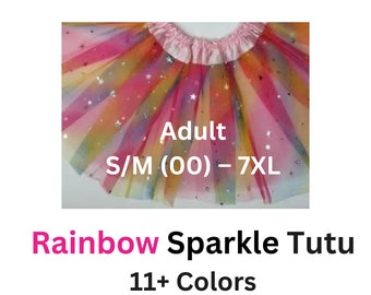 Tutu, Rainbow adult, sparkle tutu, womens tutu, plus size, tulle skirt, engagement, cosplay