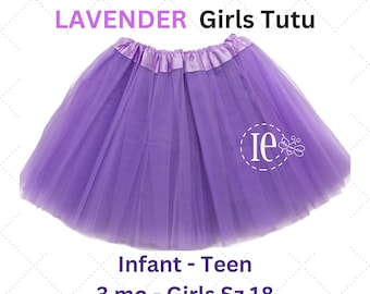 Girls Tulle Tutu Skirt in Lavender - Infant to Teen Plus