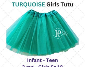 Turquoise Tulle Tutu Skirt: Girls Birthday Outfit, Photography Prop