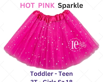 Hot Pink Sparkle Tulle Tutu Skirt: Girls Birthday Photo Prop