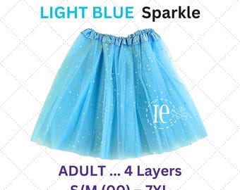 Light Blue Sparkle Tutu: Women, Teen, Plus Size, Tulle Skirt