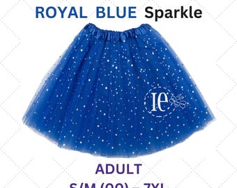 Royal Blue Sparkle Tutu: Women, Teen, Plus Size, Tulle Skirt