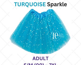 Turquoise Sparkle Adult Tutu: Women, Teen, Plus Size, Tulle Skirt