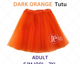 Dark Orange Adult Tutu: Women, Teen, Plus Size, Tulle Skirt