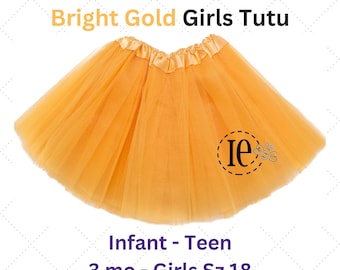 Gold Tulle Tutu Skirt: Birthday Outfit, Photography Prop