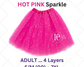 Hot Pink Sparkle Tutu: Women, Teen, Plus Size, Tulle Skirt