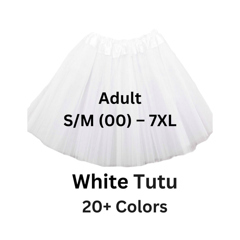 Tutu, White adult, teen tutu, womens tutu, plus size, adult tulle skirt, costume, engagement, cosplay image 1