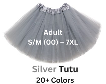 Tutu, Silver adult, teen tutu, womens tutu, plus size, adult tulle skirt, costume, engagement, cosplay