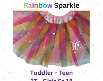Rainbow Sparkle Tutu Skirt for Girls, Ideal Birthday Present and Photograph Prop