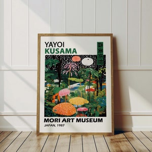 Cartel digital de Yayoi Kusama - Verde, Arte de pared japonés digital, Impresión Kusama, Arte de pared japonés, Impresión Yayoi Kusama, Descarga digital directa