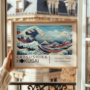 Katsushika Hokusai Wave Poster - Japanese Exhibition Art, Hokusai Print as Japandi Artwork, Japanese Landscape Wall Art