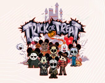 Horror Movie Mickey Mouse Halloween PNG, Retro Cartoon Character (Digital Download)
