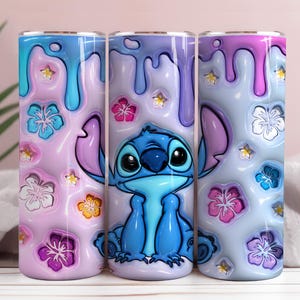 Opgeblazen steekbeker ontwerp png 3D-steekbeker wraps 20oz mager sublimatie digitale downloads 3D gezwollen steek ontwerp sublimatie png